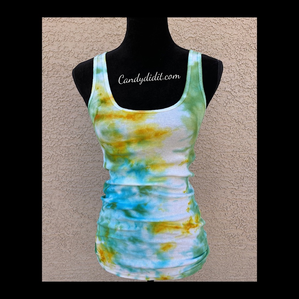 New Cute & Sexy Summer Vibe Tie Dye Racer Back Tank Top Size Large